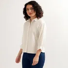 Women's Crinkled Button-Up Shirt, S 