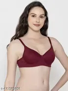 Cotton Blend Lightly Padded Full Coverage Non-Wired Bra for Women 