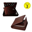 Leather Wallet for Men, Pack of 2 (Brown)