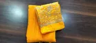 Georgette Solid Saree for Women, Yellow 