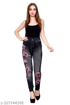 Polyester Dyed Jeggings for Women (Black, Free Size)