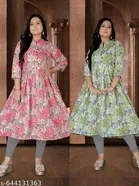 Floral Printed Cotton Kurti for Women, Pack of 2 
