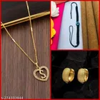 Combo of Pendant with Thread Bracelet & 1 Pair Earrings for Women 
