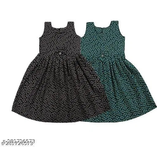 Frock for Girls (Black, 6-7 Years)