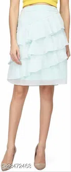 Georgette Skirt for Women (Sky Blue, 26)