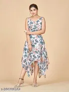 Georgette Botanical Print Fit and Flare Gown for Women 