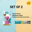 Apsara Tidy up Sharpener+ Eraser and Platinum Extra Dark Pencil 10 pcs 