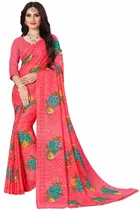 कनूड़ा फैंसी विमेंस जॉर्जेट फ्लावर प्रिंटेड साड़ी 