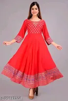 Anarkali Rayon Printed Kurti for Women 