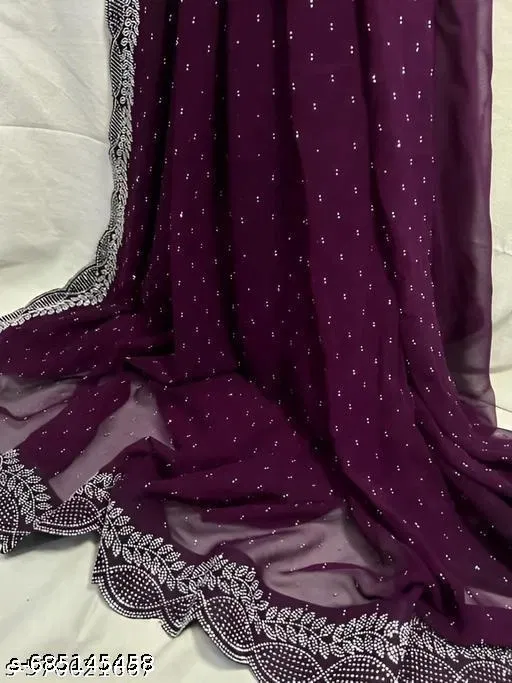 Jimmy Choo Embroidered Saree For Women, Purple