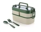 2-Tier Lunch Box Set with Handle & Cutlery BPA-Free - Assorted