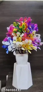 Plastic Artificial Flowers, Multioclor, Pack of 4