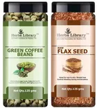 Herbs Library Green Coffee Beans and Raw Flax Seeds 