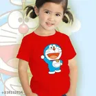 Half Sleeves T-Shirt for Girls (Red, 1-2 Years)