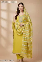 Silk Blend Embroidered Punjabi/All Over Suits for Women 