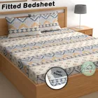 Cotton Feel Fitted (Elastic) Double Bedsheet Ethnic look Print