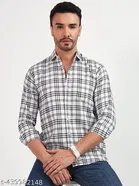Cotton Blend Printed Shirt for Men, White 