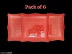 Plastic Plates for Kitchen, Red, Pack of 6