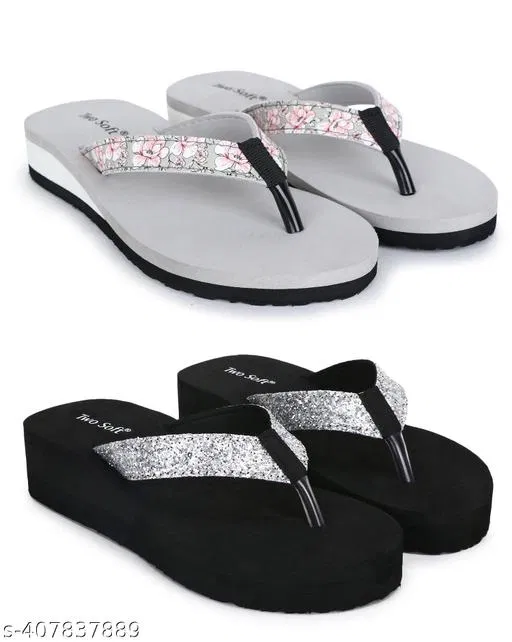 EVA Flip-flops for Women (Black, 5) Pack of 2