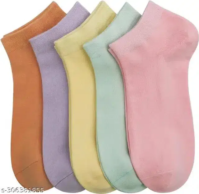 Cotton Socks for Women (Multicolor, Set of 5)