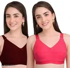 Hosiery Printed Bra for Woman, Coral, Pack of 2 