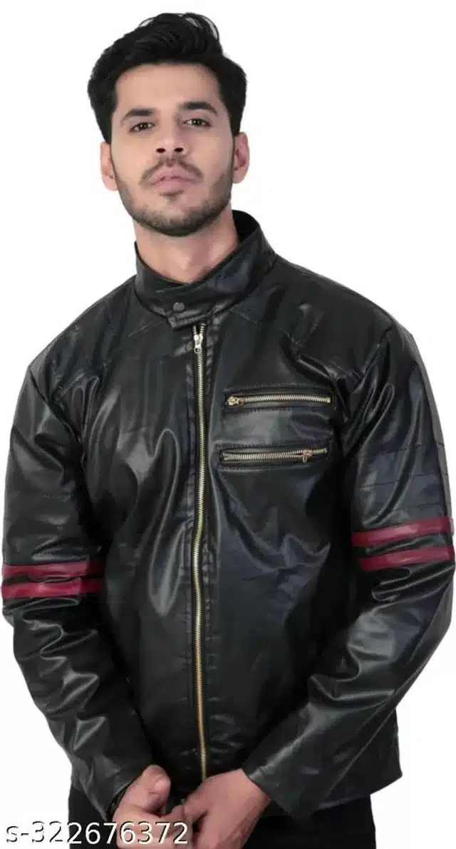 Synthetic Jacket for Men (Black, XXL)