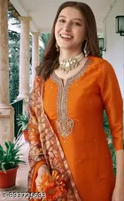 Floral Embroidered Chanderi Cotton Kurti for Women 