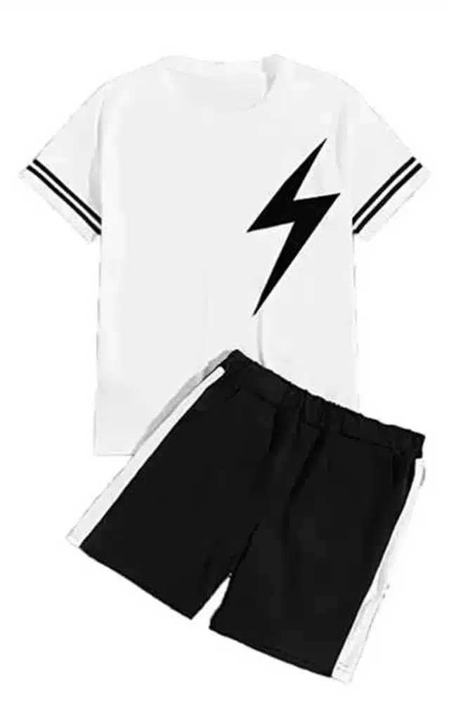 Polyester Tracksuit for Men (White & Black, XXL)