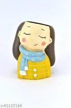 Ceramic Decorative Cute Girl Plant Holder for Home Decor 