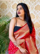 Silk Woven Design Saree for Women, Red 
