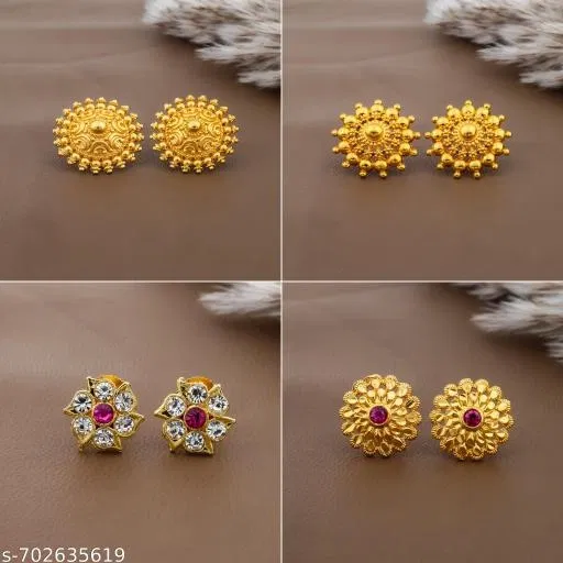 Handcrafted Ethnic Gold Look Stud Earrings