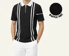 Cotton Blend Colorblocked Polo Neck T-Shirt for Men, Black 