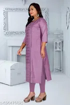 Ethnic Motif Embroidered Chanderi Cotton Kurti for Women 