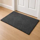 Crosshatch Charcoal Grey Non-Slip Rubber Backing Doormat [40x60 cm]