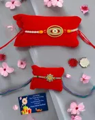 Metal 2 Pcs Rakhi with Greeting card, Roli 