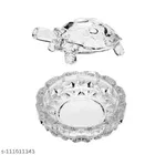 Crystal Turtle with Plate Showpieces 
