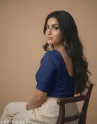 Lycra Ready Made Blouse for Women, Blue 