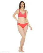 Cotton Blend Solid Lingerie Set for Women 