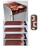 Knit Printed Fridge 4 Pcs Mat with Handle & Top Cover 