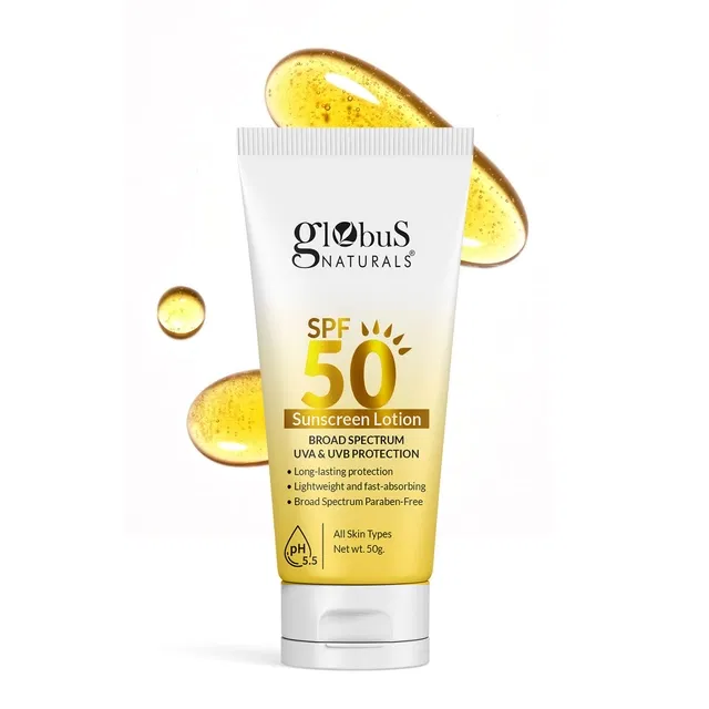 ग्लोबस नेचुरल्स सनस्क्रीन SPF 50+++ अल्टीमेट शील्ड ट्रिपल UVA डिफेंस 50 g