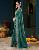Bollywood Satin Embroidered Saree for Women 