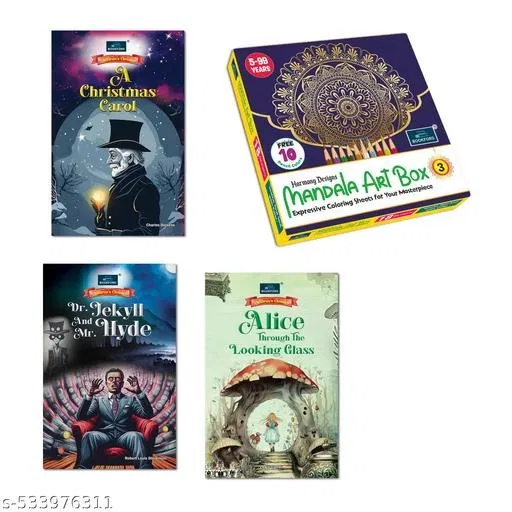 Harmony Mandala Boxx Part 3 + Set of 3 Novels: Alice Through the Looking Glass, Dr. Jekyll and Mr. Hyde, A Christmas Carol – A collection of thrilling, classic stories for young minds!