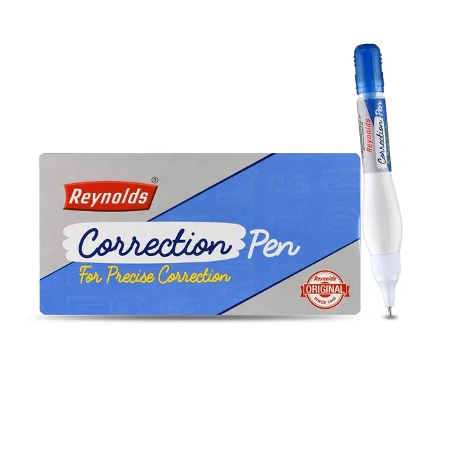 Reynolds Correction Pen Whitener I Smudge Free Operation with Unique Squeeze Control Applicator I Precise Whitener Pen for Correction (Pack of 1)