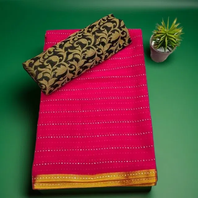 Chiffon Embellished Saree for Women (Pink, 6.1 m)