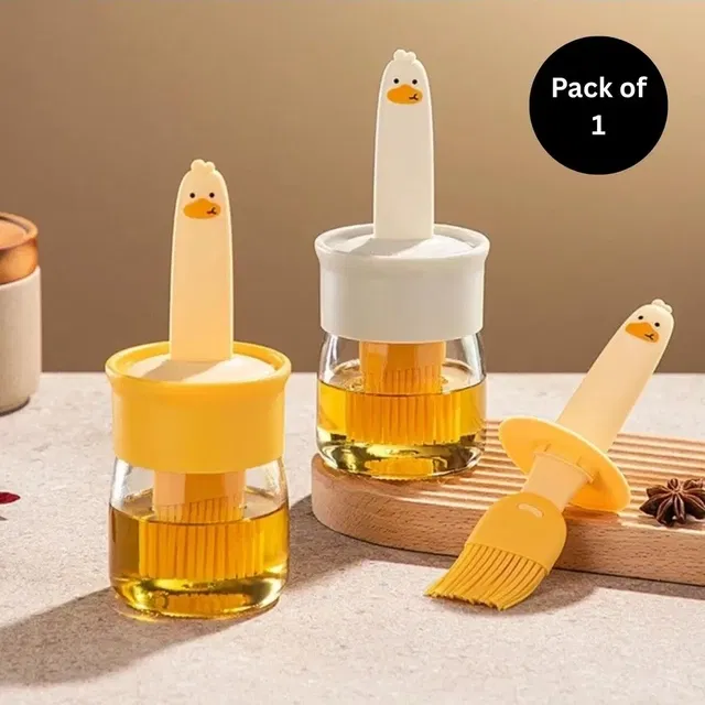2 IN 1 Oil Dispenser Bottle with Silicone Basting Brush for Cooking (Pack of 1, Assorted)