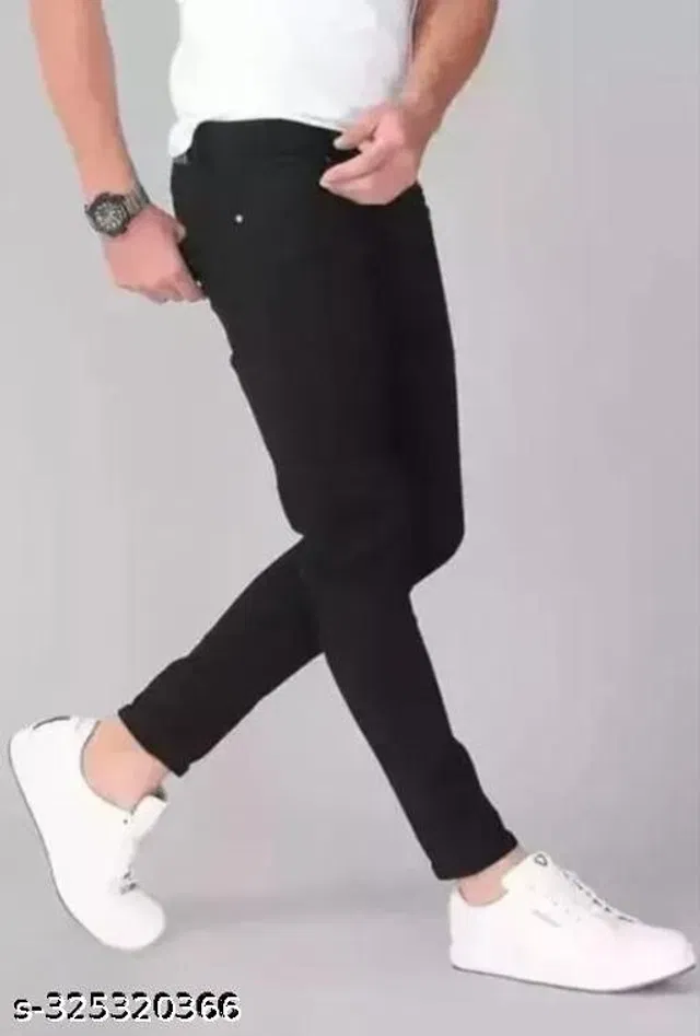 Denim Slim Fit Jeans for Men (Black, 32)