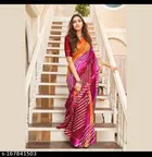 Striped Saree with Unstitched Blouse for Women 