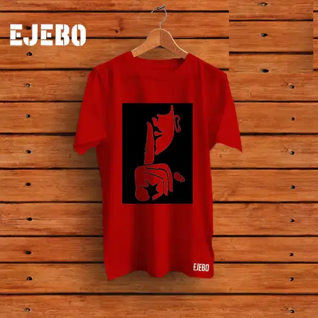 Half Sleeves Printed T-shirt for Men (Red, M)