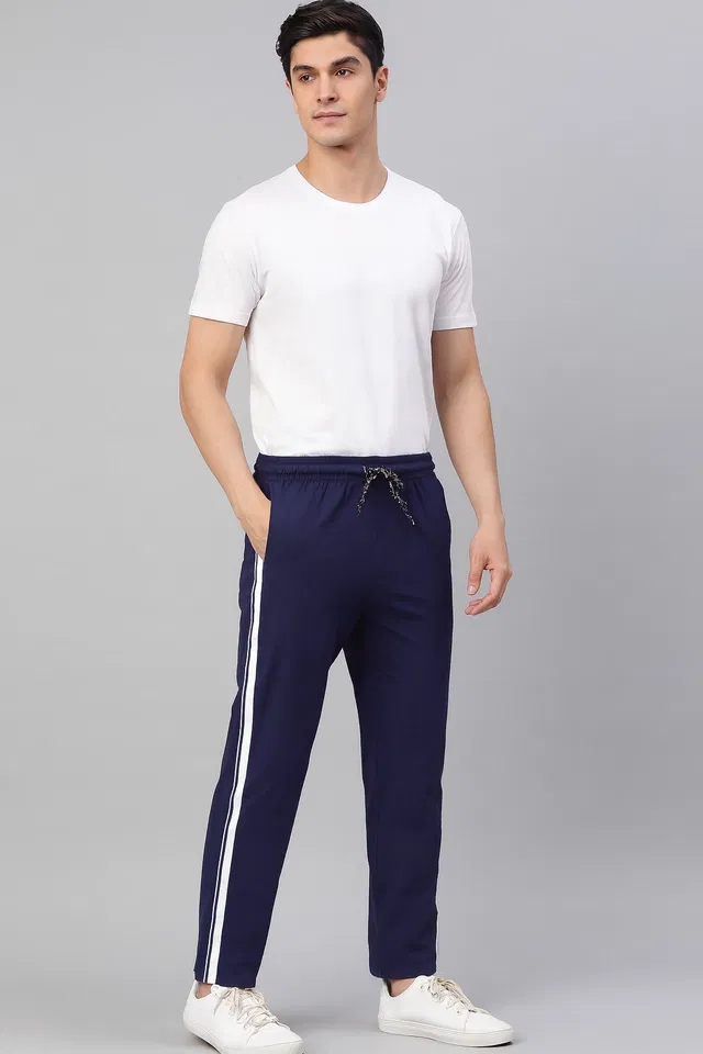 Lycra Regular Fit Track Pants for Men (Navy Blue, 32)