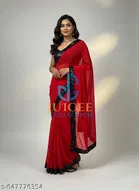Georgette Saree for Women, Red 
